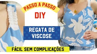 BLUSA DE VISCOSE COM ALÇAS LARGAS COM ELÁSTICO FÁCIL DE FAZER SEM MOLDE DIY passoapasso costura [upl. by Acilgna]