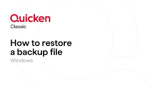 Quicken Classic for Windows  How to restore a backup file [upl. by Morgen]