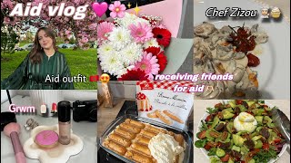 Aid vlog  receiving friends🩷 فلوغ العيد 🌙،شنو لبستميكاب💄أول عراضة ليا فداري ♥️ [upl. by Hjerpe493]