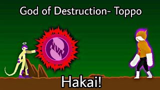 God of Destruction Toppos Hakai power against Golden Frieza Sticknodes [upl. by Oakie]