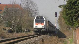 HD HVLE Voith Maxima mit Kalkzug am Bahnübergang Klusstraße in Halberstadt [upl. by Eizdnil]