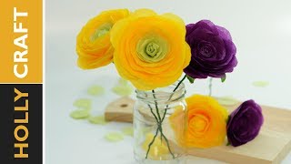 HOW TO MAKE BEAUTIFUL TISSUE PAPER FLOWERS AT HOME [upl. by Ansell]