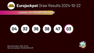 20241022 Eurojackpot Lottery Results amp Winning Numbers [upl. by Yziar]