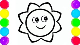 Smiling sun colouring for kids  colour a cute smiling sun  easy sun colour coloursun [upl. by Malamud]