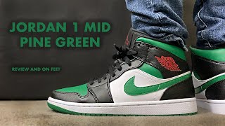 Air Jordan 1 Mid Pine Green 2020 Review and On Feet [upl. by Inalak]