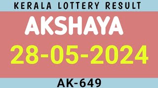 AKSHAYA AK649 KERALA LOTTERY RESULT 28042024 [upl. by Welcome]