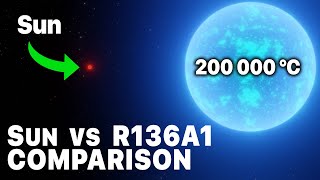 Sun Compared to R136A1The Most Massive Star in the Universe • 200000°C • 2K • 2020 [upl. by Yule]