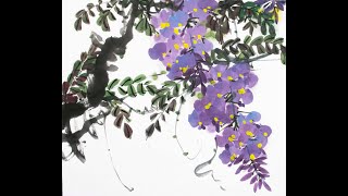 156 Chinese Watercolor Tutorial Painting Enchanting Wisteria Flowers with Delicate Brushstrokes [upl. by Burrton]