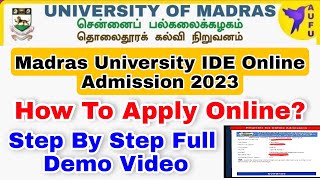 Madras University Distance Education Online Admission 2023How to apply online demo Video 👍 [upl. by Intosh]