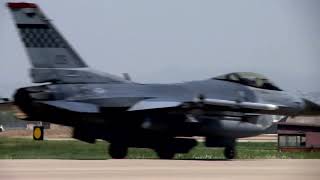 F16 and A10 Warthog Takeoff From Osan Air Base South Korea [upl. by Annaes]