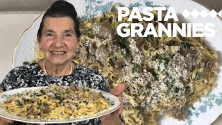 How to make mushroom pasta called taglioline ai funghi  Pasta Grannies [upl. by Aseek]