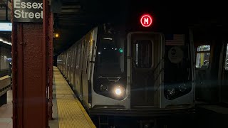 MTA Subway F J amp M trains at Delancey Street  Essex Street [upl. by Elleret446]