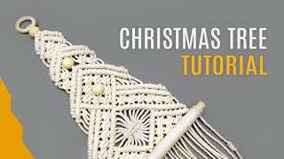 DIY ELEGANT MACRAMÉ CHRISTMAS TREE WALL HANGING TUTORIAL [upl. by Marj]