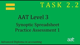 AAT Level 3 Synoptic Spreadsheet Practice Assessment 1 Task 22 [upl. by Ataner367]