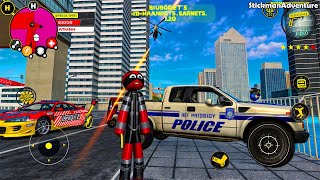 Stickman Rope Hero 1  Spider Stickman VS Police Bike Car amp Police Car Drive  Android Gameplay [upl. by Aicilef138]