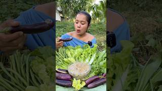 Eating Anluok Tek Kreung vegetables siscookingtv makbangtv mukbang vegetables eating [upl. by Nelie]