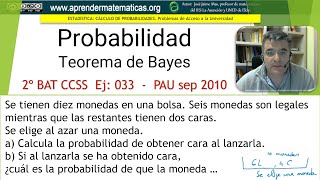 Teorema de Bayes Probabilidad 2bat ccss2 04 pau 033 José Jaime Mas [upl. by Middlesworth645]