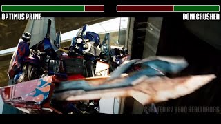 Optimus Prime vs Bonecrusher fight WITH HEALTHBARS  HD  Transformers [upl. by Aretha425]