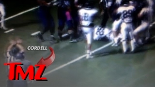 Snoop Doggs Son Cordell Broadus  Football Star SUSPENDED For Cheap Shot in HS Football Brawl  TMZ [upl. by Ecinad8]