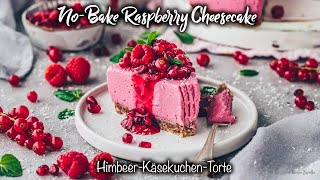 Vegane HimbeerTorte ohne Backen ♡ No Bake Cheesecake ♡ KühlschrankKuchen [upl. by Chiarra]