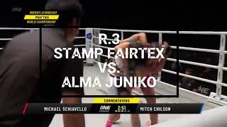 R 3 STAMP VS ALMA JUNIKO MUAYTHAI FIGHTS fighter muaythai women video youtube reels sports [upl. by Tasha570]