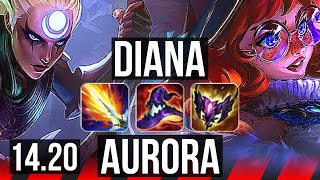 DIANA vs AURORA TOP  1014 500 games  EUW Diamond  1420 [upl. by Suinotna770]