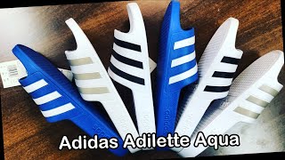 Adidas Adilette Aqua 3 Colorways  On Feet and UnboxingUnpacking  Azo Edition [upl. by Cockburn269]