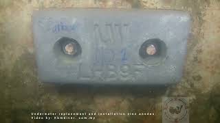 underwater installation new zinc anode bolted [upl. by Nilyam]