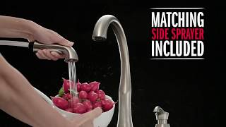 Delta® Bellini™ Single Handle Kitchen Faucet with Spray and Soap Dispenser Video [upl. by Adnirak]