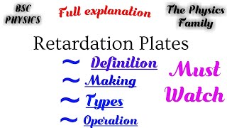 Retardation Plates  Wave Plates  Retarders  Introduction full explanation  Polarisation [upl. by Elokkin]