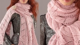 22 Double Leaf Scarf Vogue Knitting Holiday 2010 [upl. by Procto]