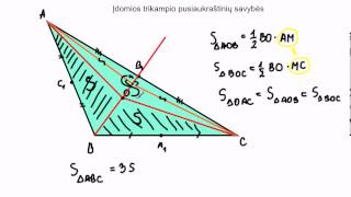 Trikampio pusiaukraštinių savybių taikymas [upl. by Ellennahc]