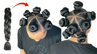 Breathtaking Bantu Knots On Natural Hair Using Braiding Hair Easiest Method Protective Style [upl. by Alair]