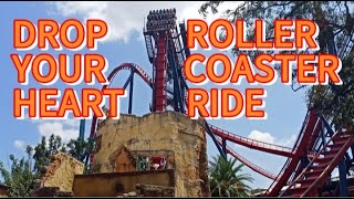 Busch Gardens Mega Drop Your Heart Roller Coaster Rideenglishrolle [upl. by Eglantine]