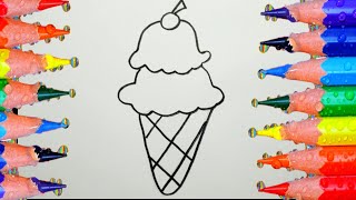 como dibujar y colorear un helado facil para niñs [upl. by Emerick]