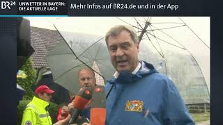 BR24live Update  Starkregen im Süden  Hochwasser und Evakuierungen [upl. by Cypro]