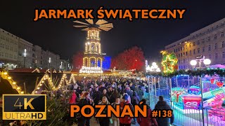 ⁴ᴷ⁶⁰ 🇵🇱 Poznań  Spacer po Jarmarku Świątecznym  Rynek i Plac Wolności 138 Listopad 2024 4K [upl. by Llehcar985]