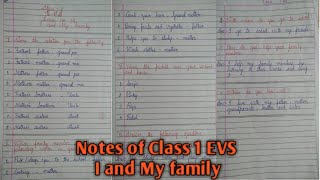 I and My family Class 1 EVS notes question and answers worksheets lesson no 10 karnataka state [upl. by Allison]