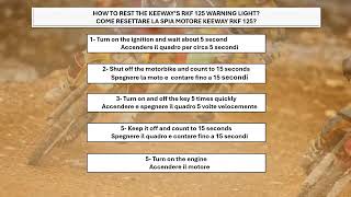 HOW TO RESET THE ENGINE WARNING LIGHT KEEWAY RKF 125 [upl. by Noonberg]