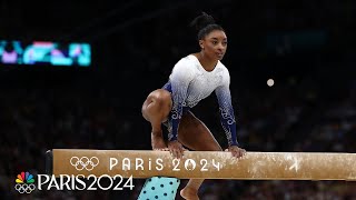 Simone Biles strong finish not enough after faltering on beam  Paris Olympics  NBC Sports [upl. by Portwine341]