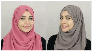 2 New Chiffon Hijab Tutorials  Muslim Queens by Mona [upl. by Belldame784]