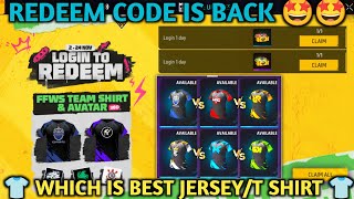 FFWS Team Shirt amp Avatar Which Is Best In Free Fire Free Redeem Code Is Back 🤩 Support Your Team [upl. by Anuahsat]