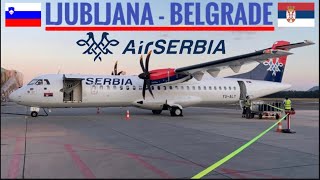 TRIPREPORT  Air Serbia ECONOMY  ATR 72600  Ljubljana  Belgrade [upl. by Attenehs]