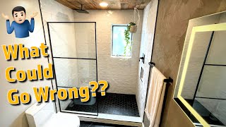 TILING a SHOWER for the FIRST TIME  Walls Floor and Curb  Bathroom Remodel Part 7 [upl. by Simara]