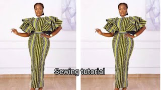 How to sew a princess dart bustier dress with collar and flare sleeve howto bustier collar sew [upl. by Latricia]