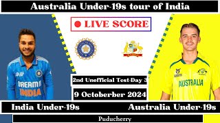 India Under19s vs Australia Under19s Live 2nd Youth Test Day 3 Australia Under19s tour of India [upl. by Anauqcaj]