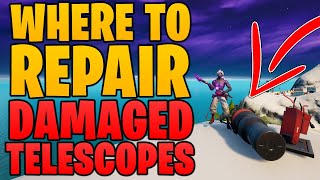 Where to repair damaged telescopes in Fortnite  all locations Foreshadowing Quest [upl. by Assenav]