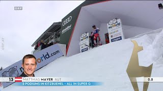 Alpiner SkiWeltcup  Abfahrt  Kitzbühel  1 Platz  Matthias MAYER  2020 [upl. by Swope]