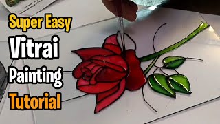 Super Easy Vitray Painting on glass HOW to make Vitrai Paintig on a glass [upl. by Nerb881]