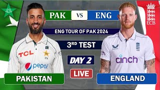 PAKISTAN vs ENGLAND 3rd TEST MATCH DAY 2 LIVE SCORES  PAK vs ENG MATCH LIVE COMMENTARY  PAK BAT 3 [upl. by Ardnusal]